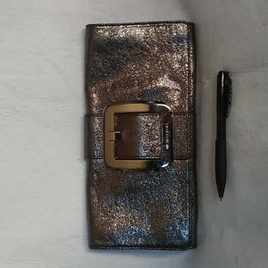 Michael by Michael Kors silver shiny leather clutch